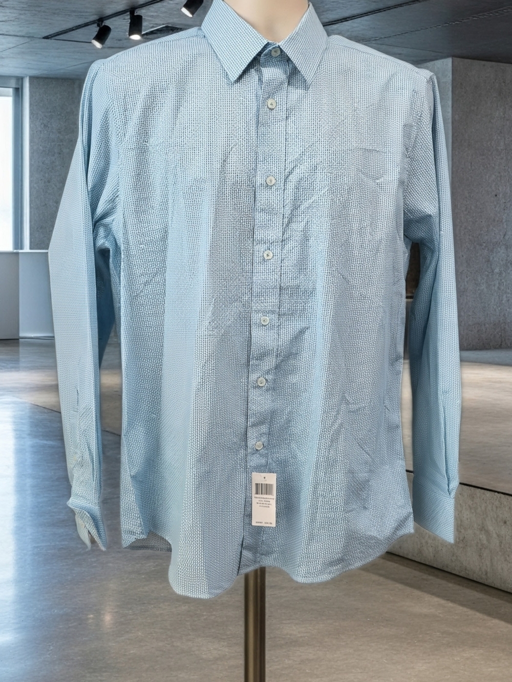 NWT Nick Graham Everywhere Stretch Modern Fit Dress Shirt Light Blue 15.5 34/35